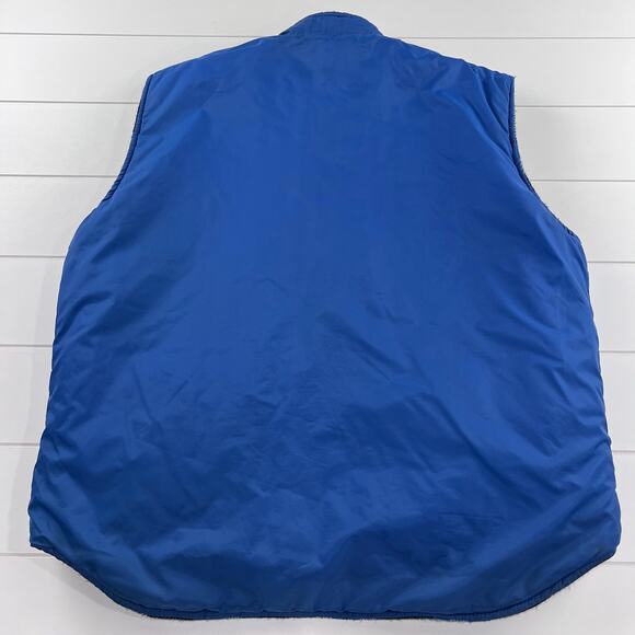 Michael Richards Vintage Blue plaid reversible puffer Vest Men’s size Large - Picture 4 of 9